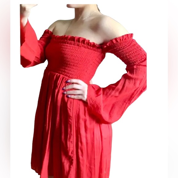 Disney Pirates Of The Caribbean Red Smoked Off Shoulder Dress Size XL - Picture 4 of 8